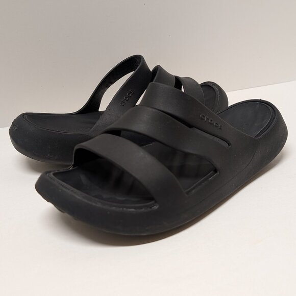 Crocs Getaway Strappy Slide Sandals in Black - Picture 4 of 16